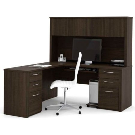 Bestar BestarÂ L-Shaped Desk and Hutch - 66" - Dark Chocolate - Embassy Series 60853-79